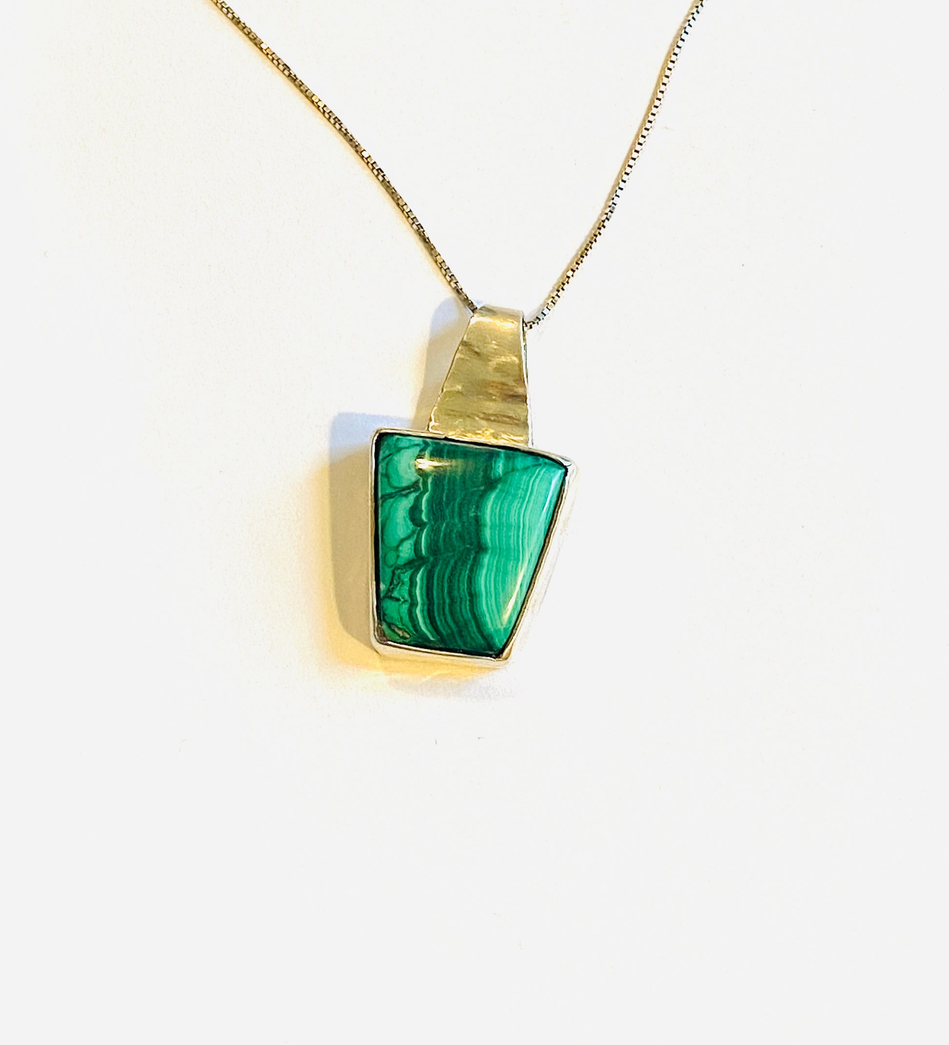 Malachite Pendant on Sterling Silver Chain