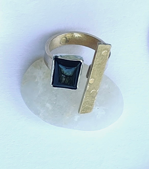 Black Onyx and Gold Ring