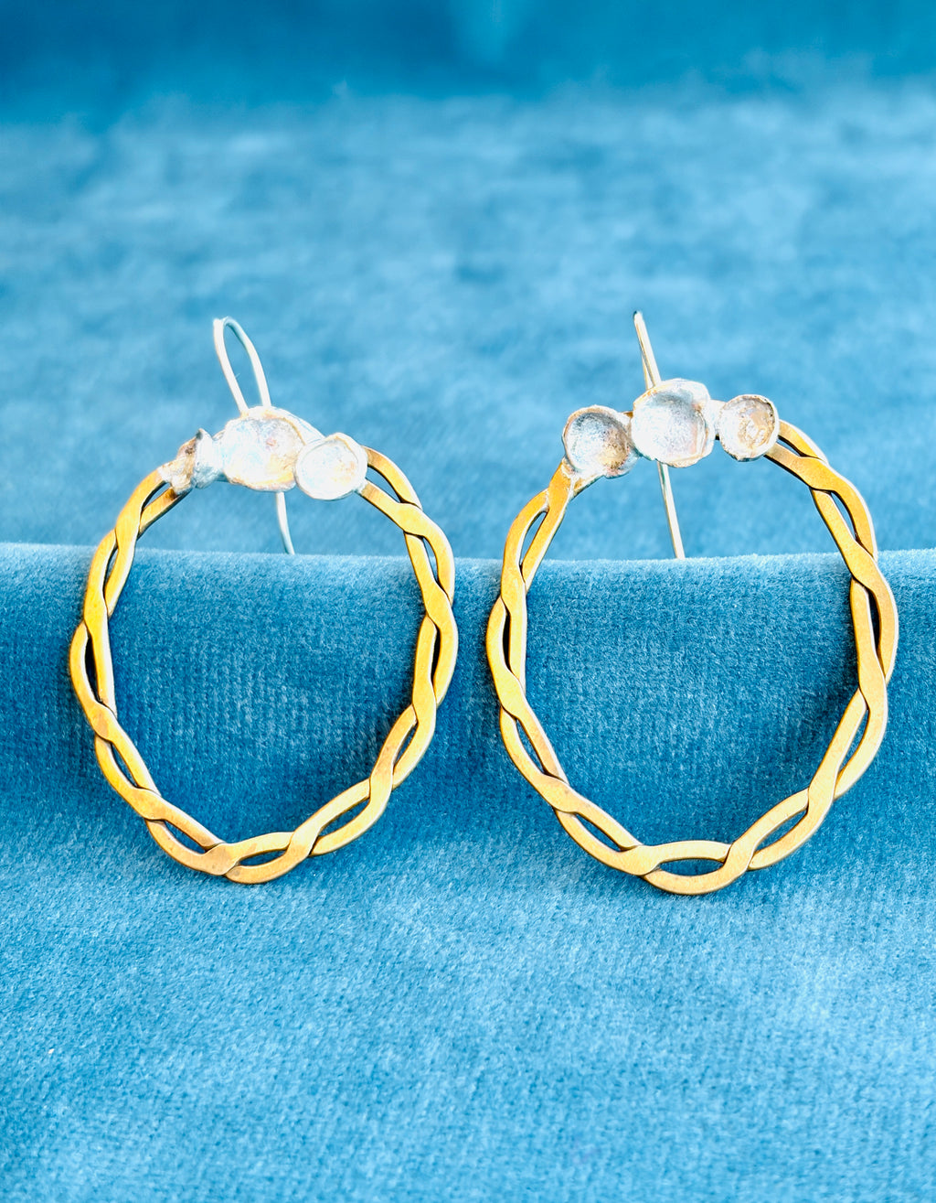 Braided Brass Water Drop earrings