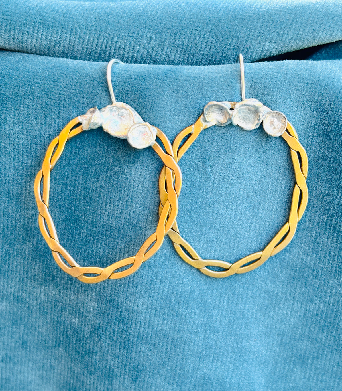 Braided Brass Water Drop earrings